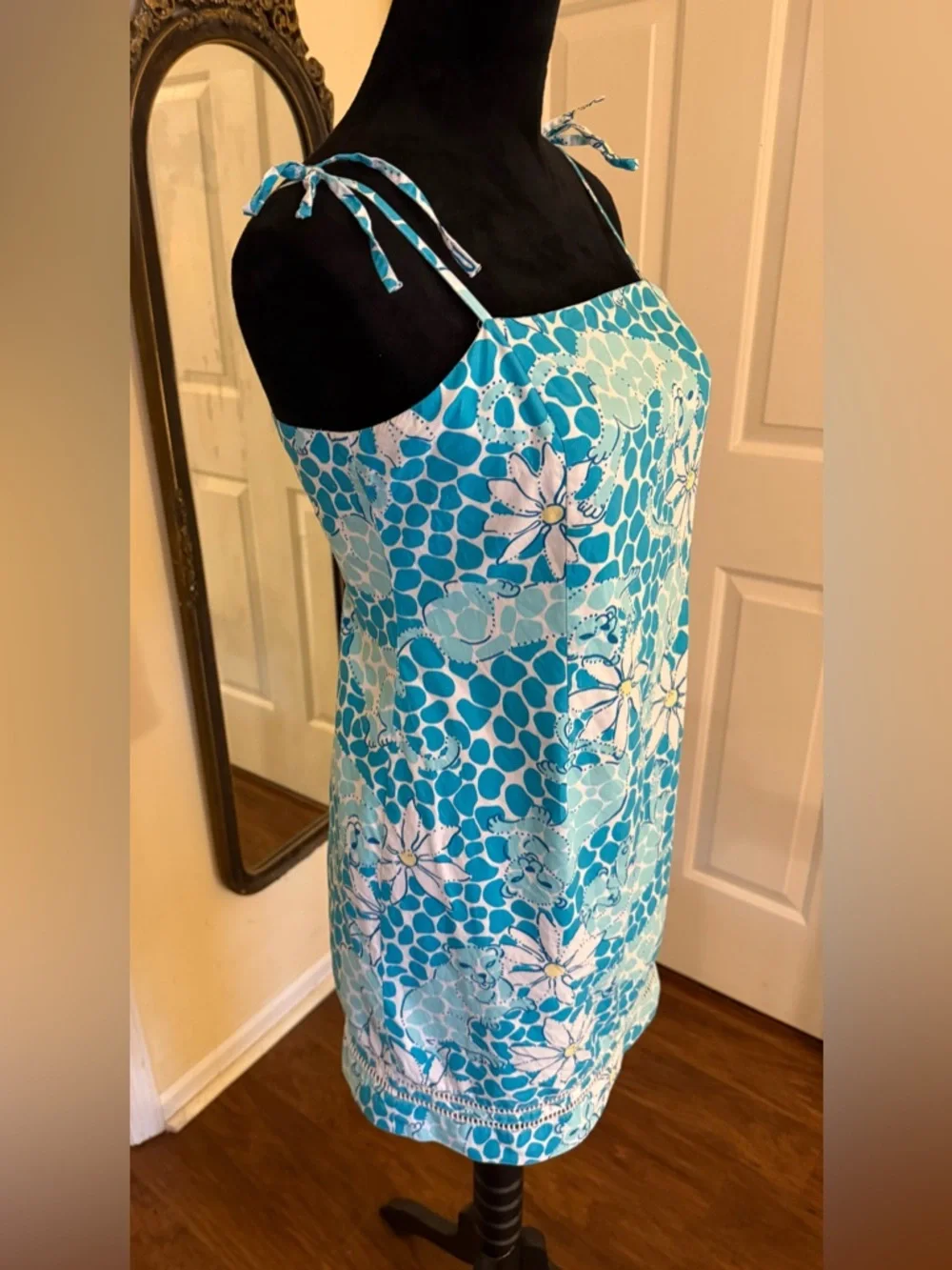 Lilly Pulitzer Tiger Lily Girls Dress Size 14 | Blue Floral Cotton Sundress